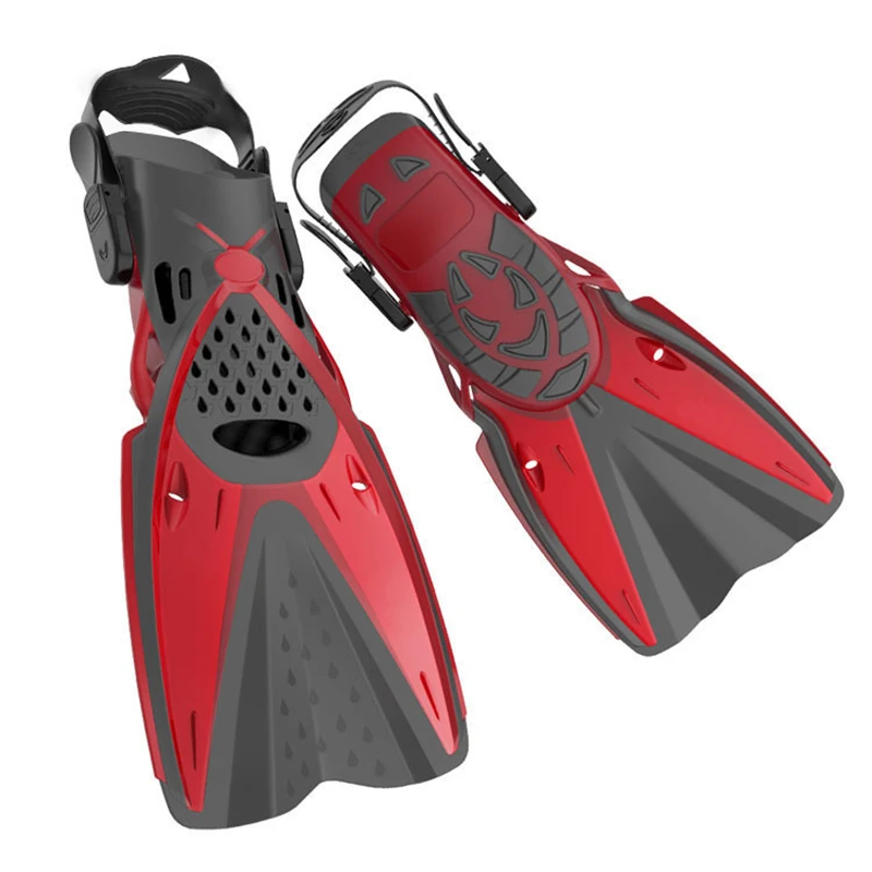 2023 Профессиональные Красно-черные ласты для подводного плавания с маской и трубкой, регулируемые короткие портативные ласты для дайвинга для взрослых, мужская водная обувь . ' - ' . 0