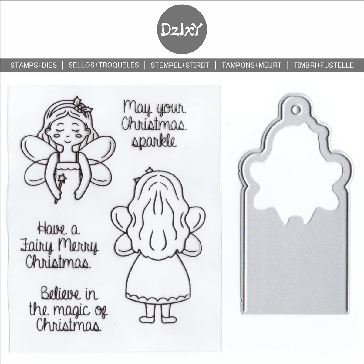 DzIxY Elf Girl Прозрачные штампы и металлические штампы для изготовления открыток Набор прозрачных печатей Трафареты для тиснения бумаги Поделки . ' - ' . 0
