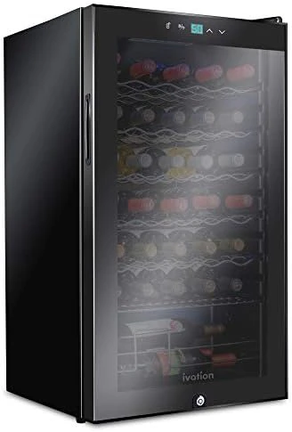 Компрессор на 34 бутылки, холодильник-охладитель вина с замком | Большой отдельно стоящий Винный погреб Для красного, белого, шампанского или игристого вина . ' - ' . 0