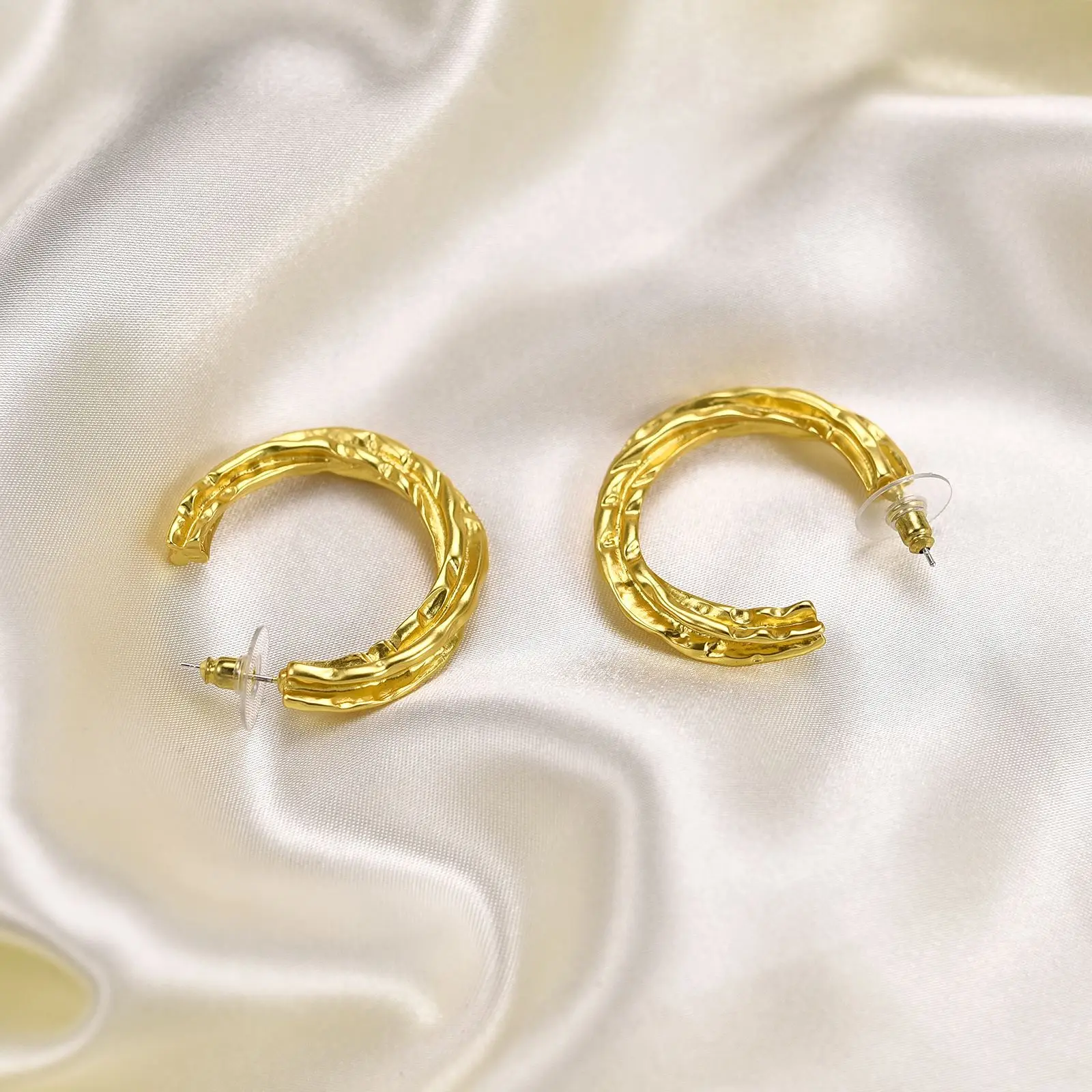 Новая 1 пара сережек из стерлингового серебра 925 пробы, оригинальные французские серьги из гладкого золота неправильной закрутки для женщин, подарок для ювелирных украшений . ' - ' . 0