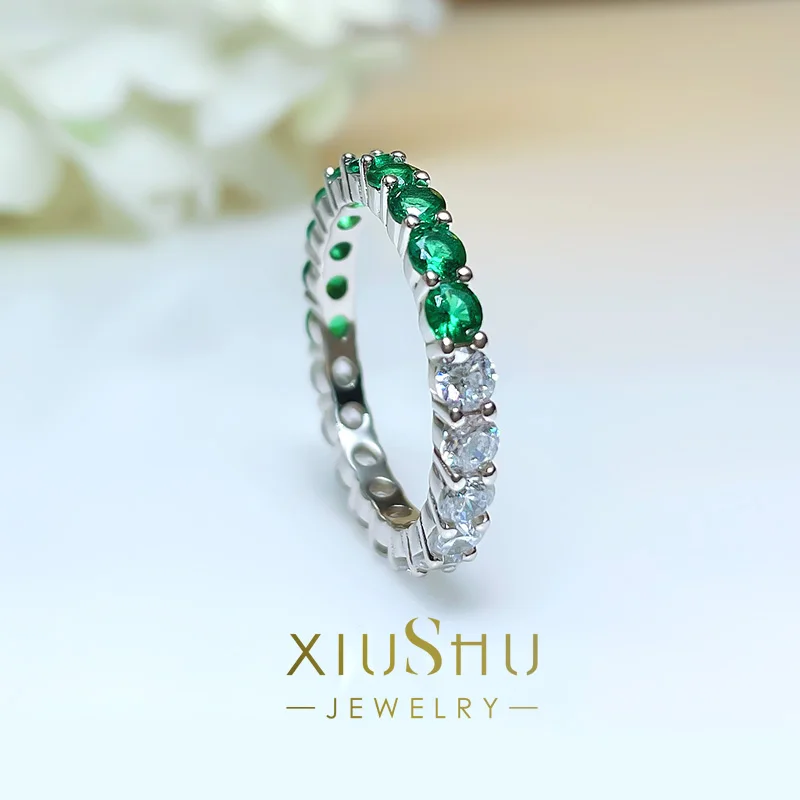 Новое серебряное кольцо S925 с белым зеленым цирконом и полным бриллиантом, модное европейское и американское кольцо . ' - ' . 0