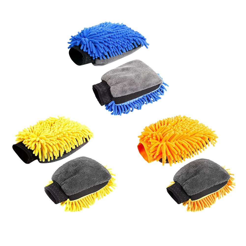 Перчатки для чистки автомобиля Синие Желтые оранжевые Перчатки для чистки автомобиля Прочные моющиеся автомобильные перчатки для чистки автомобильных аксессуаров . ' - ' . 0