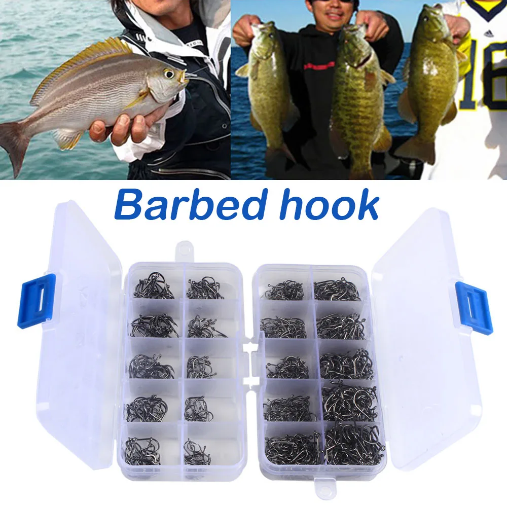Рыболовный крючок из высокоуглеродистой стали с пластиковой коробкой, качественный комплект рыболовных снастей, набор . ' - ' . 0