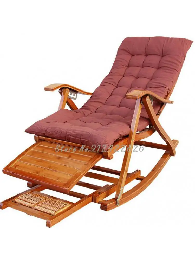 Складное глубокое кресло-качалка для взрослых бамбуковый домашний ворс сандалии для отдыха пожилых людей легкая спинка . ' - ' . 0