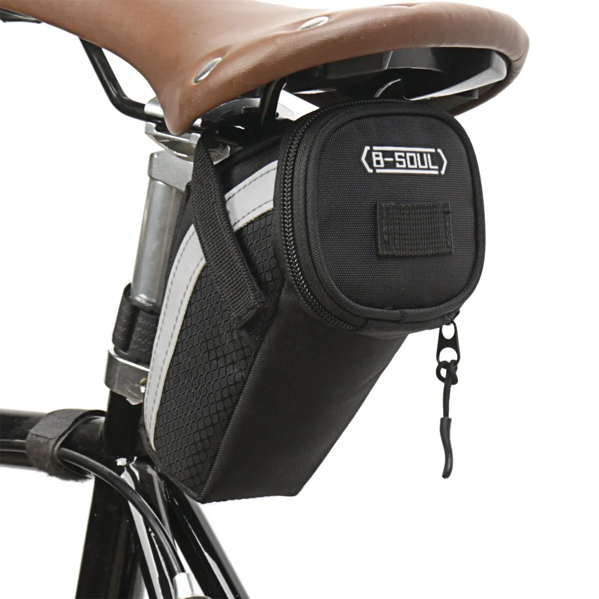 Велосипедная седельная сумка объемом 1 л для небольшого хранения, черная Задняя сумка для велосипедного сиденья, набор аксессуаров, инструмент, светоотражающие аксессуары для велоспорта . ' - ' . 1