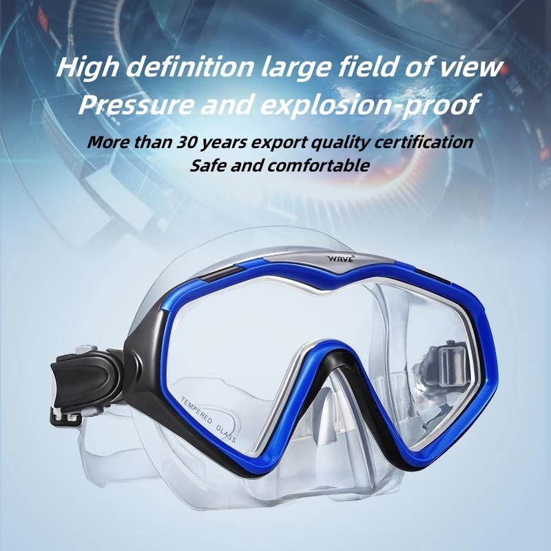 ВОЛНА-Профессиональная маска для подводного плавания для взрослых, Широкий обзор, Полностью сухой Силикагель, Дышащая под водой, Трубка для подводного плавания, Набор защитных очков . ' - ' . 1