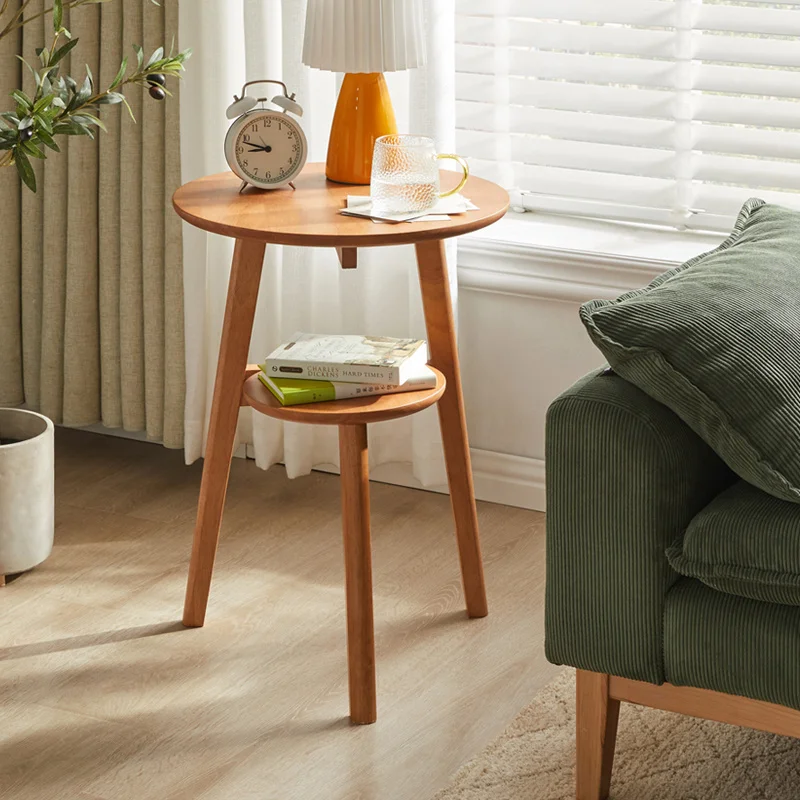 Журнальный столик в скандинавском стиле, поднос для дивана из натурального массива дерева, 2-слойная структура, прикроватный столик, мультисценарий, подходит для стола в гостиной . ' - ' . 1