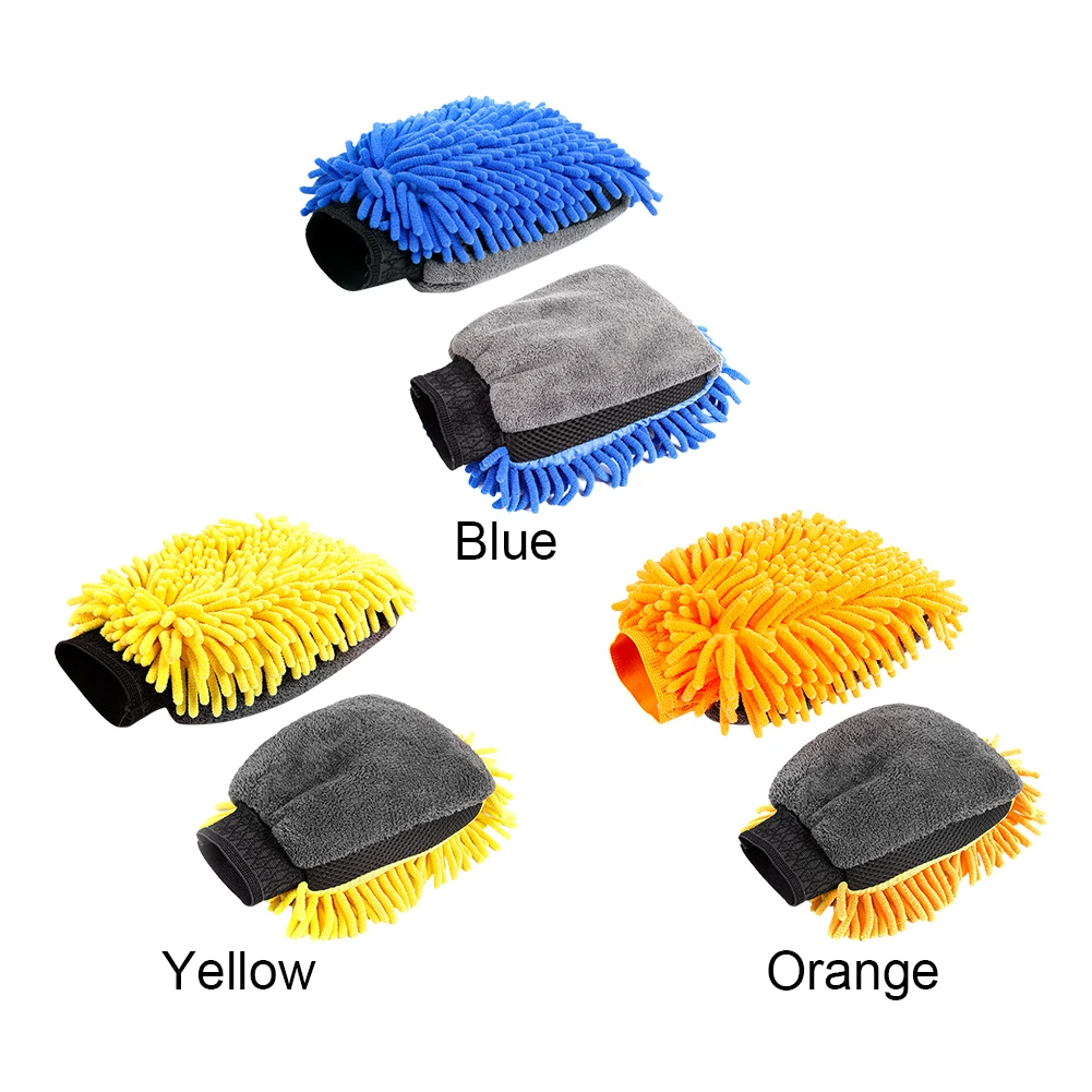 Перчатки для чистки автомобиля Синие Желтые оранжевые Перчатки для чистки автомобиля Прочные моющиеся автомобильные перчатки для чистки автомобильных аксессуаров . ' - ' . 1