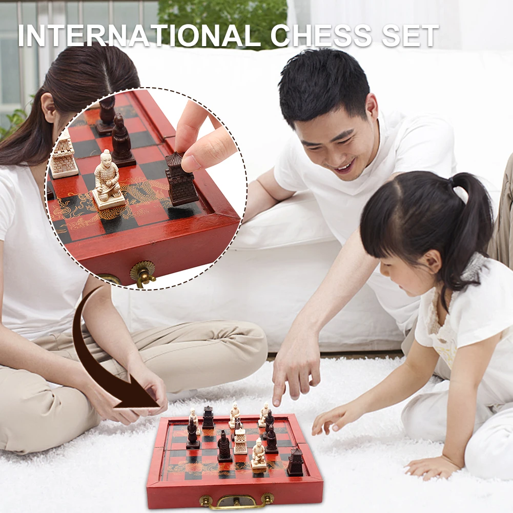 Портативная настольная игра для путешествий, Складная Шахматная доска, развлечения для детей и взрослых, Международный Шахматный набор, Подарочная смола, Семейная вечеринка в стиле Ретро . ' - ' . 1