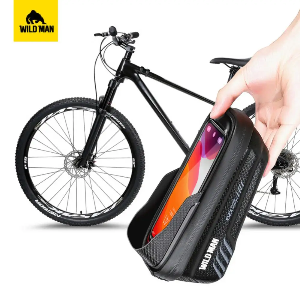 1 / 2ШТ Мужская велосипедная сумка, Передняя труба рамы 2Л, велосипедная сумка, водонепроницаемый чехол для телефона, держатель для 7,4-дюймового сенсорного экрана, аксессуары для сумок . ' - ' . 2