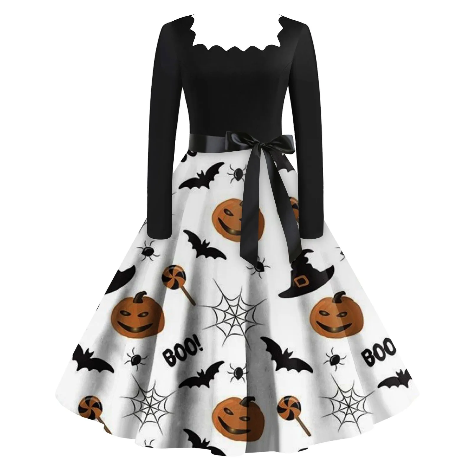Женское винтажное классическое платье с длинным рукавом на Хэллоуин, черный халат с широкими рукавами, винтажное женское платье с готическим принтом летучей мыши, женское платье на Хэллоуин . ' - ' . 2