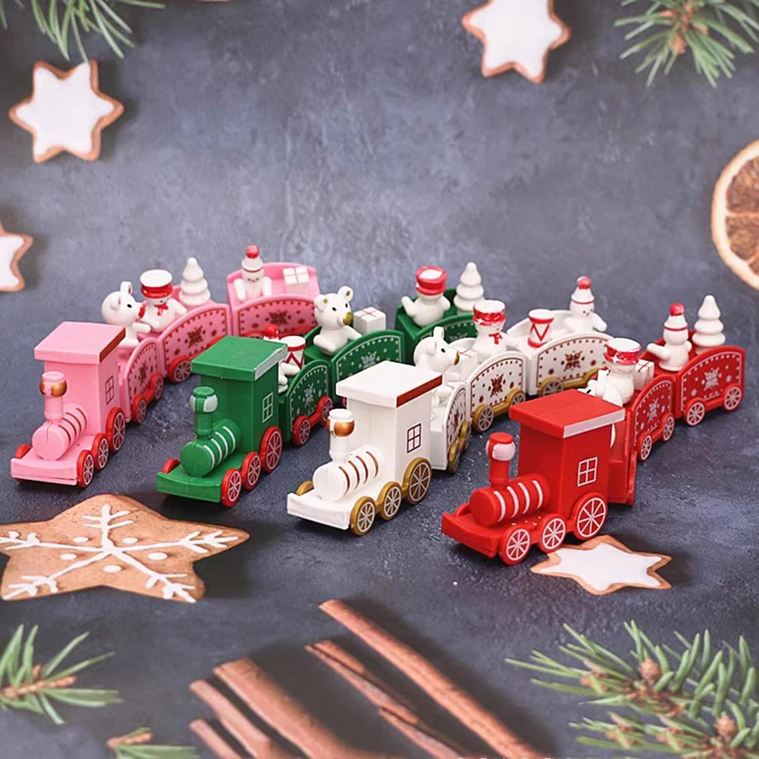 Рождественский орнамент в виде деревянного поезда, Веселое Рождественское украшение для домашнего стола 2023 Рождественские подарки Noel Natal Navidad С Новым Годом . ' - ' . 2