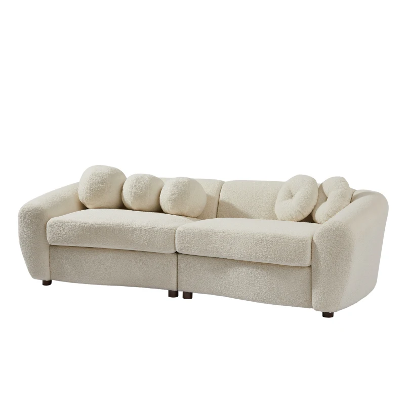 Современный изогнутый диван 87,7 дюйма, диван с мягкой Спинкой и 5 Декоративными Подушками, Диван из Плюшевой Ткани, для мебели гостиной . ' - ' . 2