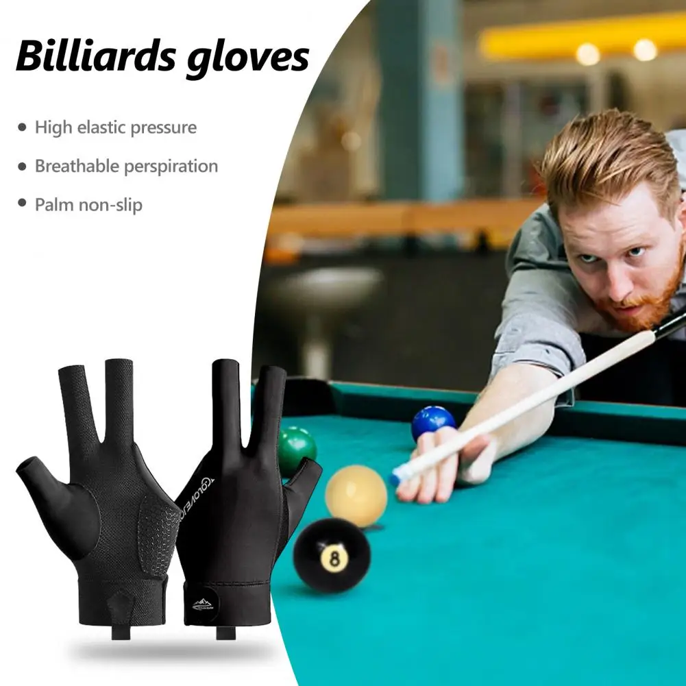 Спортивные аксессуары Сверхмягкие дышащие бильярдные перчатки для левой руки, Нескользящая конструкция с тремя пальцами, Процесс соединения кия . ' - ' . 2