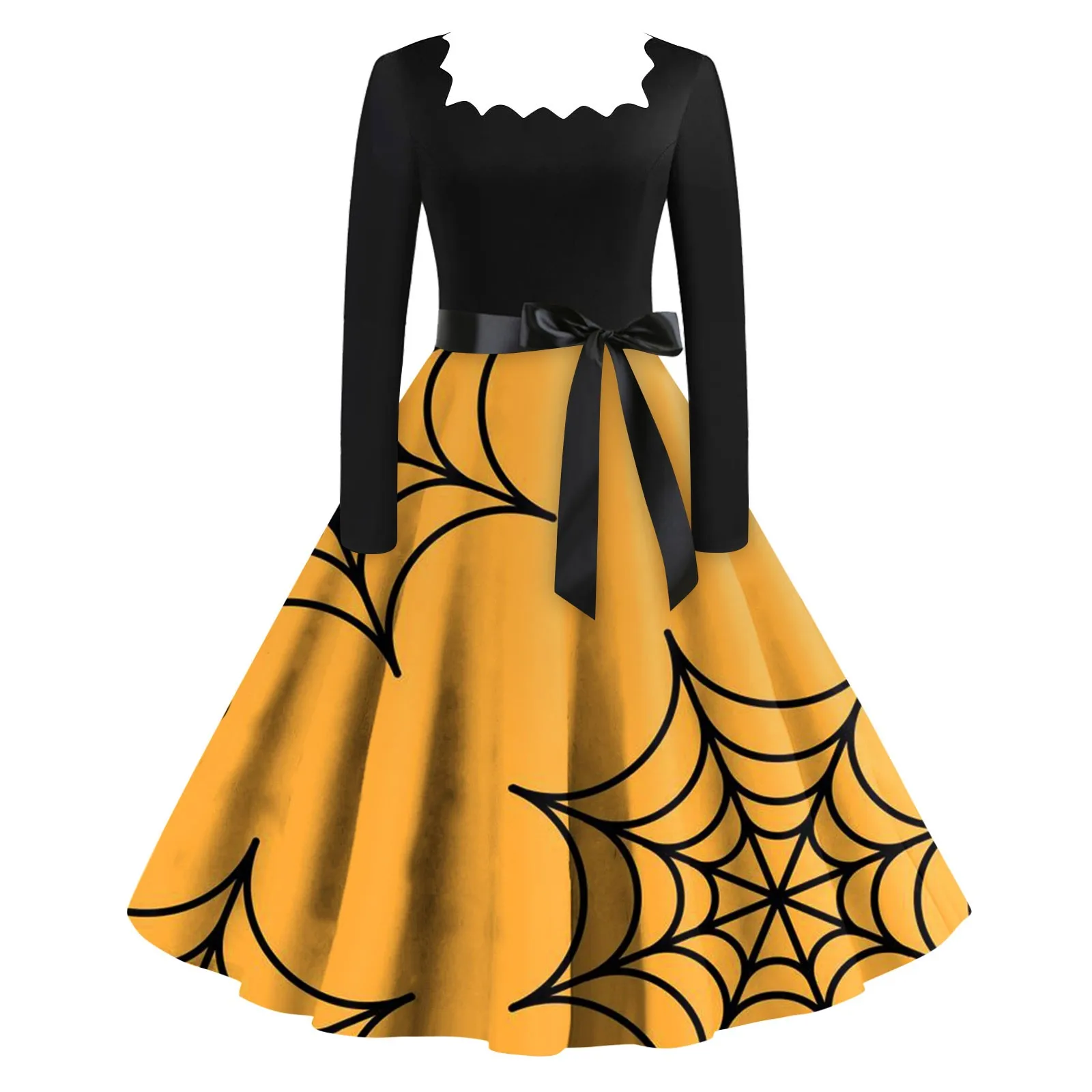 Женское винтажное классическое платье с длинным рукавом на Хэллоуин, черный халат с широкими рукавами, винтажное женское платье с готическим принтом летучей мыши, женское платье на Хэллоуин . ' - ' . 4