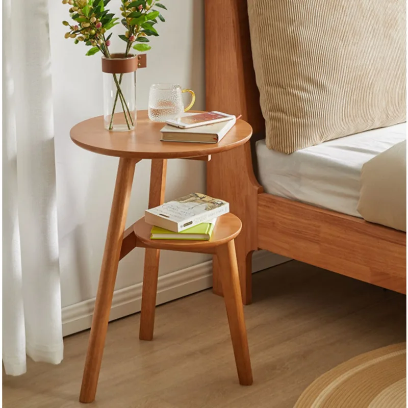 Журнальный столик в скандинавском стиле, поднос для дивана из натурального массива дерева, 2-слойная структура, прикроватный столик, мультисценарий, подходит для стола в гостиной . ' - ' . 4