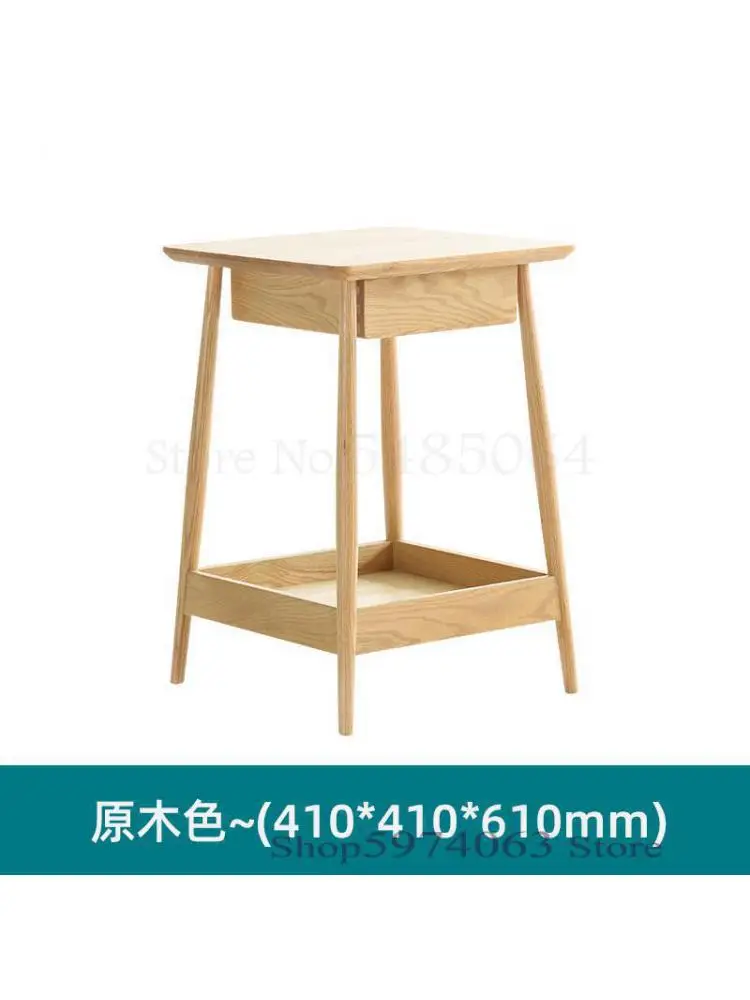 Прикроватный столик из массива дерева Nordic Log Простой Современный Дубовый шкаф для хранения в маленькой квартире Приставной столик A2021 . ' - ' . 4