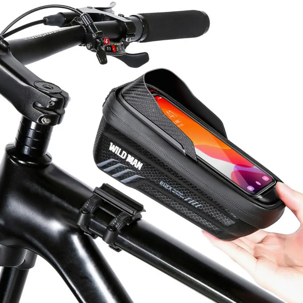1 / 2ШТ Мужская велосипедная сумка, Передняя труба рамы 2Л, велосипедная сумка, водонепроницаемый чехол для телефона, держатель для 7,4-дюймового сенсорного экрана, аксессуары для сумок . ' - ' . 5