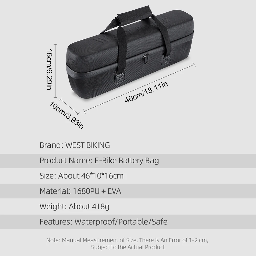 WEST BIKING Аккумуляторный отсек для электровелосипеда Портативный дорожный чемодан Большой емкости Водонепроницаемый аккумуляторный отсек для электровелосипеда . ' - ' . 5