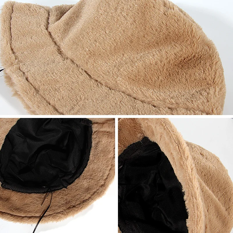 Осенне-зимняя новая шляпа, женская легкая пластина, Однотонная теплая Ветрозащитная утепленная рыбацкая шляпа с подкладкой . ' - ' . 5