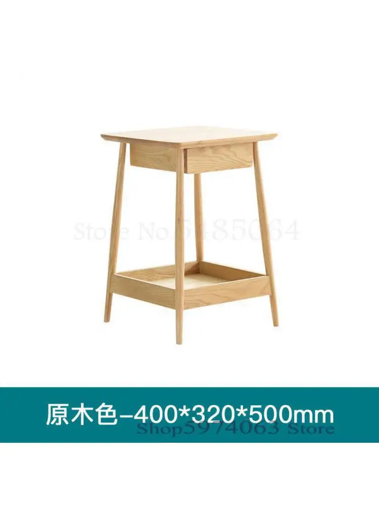 Прикроватный столик из массива дерева Nordic Log Простой Современный Дубовый шкаф для хранения в маленькой квартире Приставной столик A2021 . ' - ' . 5