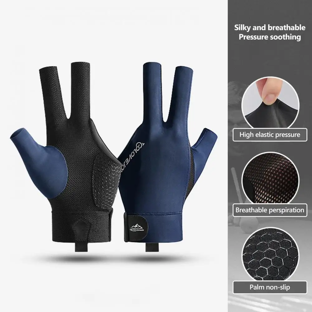 Спортивные аксессуары Сверхмягкие дышащие бильярдные перчатки для левой руки, Нескользящая конструкция с тремя пальцами, Процесс соединения кия . ' - ' . 5