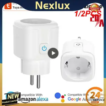 1/2 Шт. 20A Tuya WiFi EU Smart Plug Розетка 220 В Монитор Питания Беспроводная Розетка Дистанционное Управление Таймером Для Google Home Alexa