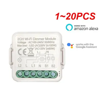 1 ~ 20ШТ Tuya ZigBee 3.0 Smart Dimmer Switch Модуль 10A, Поддерживает 2-Полосное Управление Затемняемым Переключателем, Работает с Alexa Alice Google