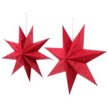 2 Шт Рождественский фонарь Декор Бумажные украшения Девятиконечная звезда Оригами Фонарики в форме декоров Праздничные украшения для дома