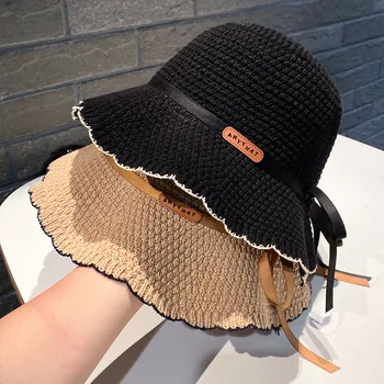 2023 Шляпа Женская Весенне-осенняя Универсальная рыбацкая шляпа в японском ретро стиле, солнцезащитная шляпа для бассейна, модная женская вязаная панама