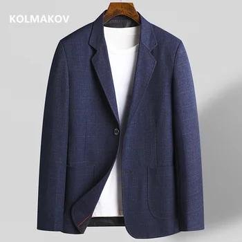 2024 весенняя куртка нового стиля, мужское пальто, осенний клетчатый мужской классический блейзер, деловые блейзеры высокого качества, мужские полноразмерные M-3XL