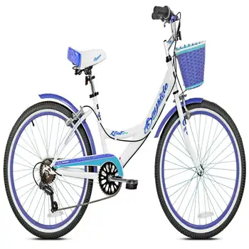 24-дюймовый многоскоростной женский велосипед Bayside, белый/фиолетовый