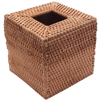 3-кратная квадратная крышка для ротанговой коробки для салфеток, плетеный держатель для салфеток ручной работы, 5,7 X 5,7 X 5,7 дюйма, цвет дерева