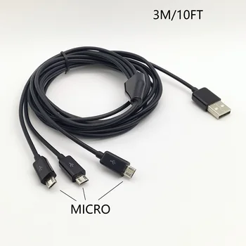 3 метра 10 футов, кабель для зарядки Micro USB 3 в 1, питание сразу от 3 устройств Micro Android