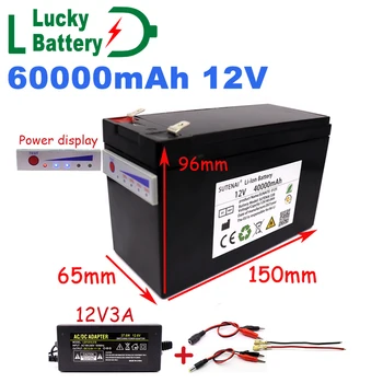 Lucky 12V New Power Display Battery 60a 18650 Литиевая аккумуляторная батарея для солнечной энергии и аккумулятор для электромобилей с зарядным устройством