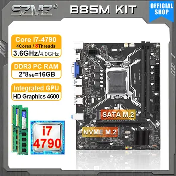 SZMZ B85M материнская плата ПК в сборе полный комплект процессор i7 4790 и 16 ГБ оперативной памяти placa mae LGA 1150 DDR3 Set поддерживают NVME SATA3