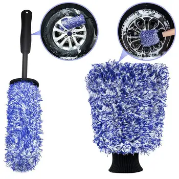 Автомойка Super Brush Щетка для колес из микрофибры премиум-класса С нескользящей ручкой, легко моющиеся диски, спицы, Бочка для колес, автомобильные аксессуары