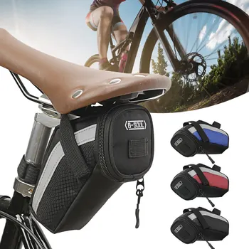 Велосипедная седельная сумка объемом 1 л для небольшого хранения, черная Задняя сумка для велосипедного сиденья, набор аксессуаров, инструмент, светоотражающие аксессуары для велоспорта