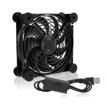 Вентилятор маршрутизатора DIY PC Cooler TV Box Бесшумное охлаждение Тихий вентилятор постоянного тока 5 В с питанием от USB 120 мм с винтами Защитная сетка, 120X120X25 мм