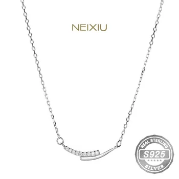 Геометрическое ожерелье из стерлингового серебра 925 пробы, простая глянцевая мигающая дугообразная цепочка на ключицу, женский простой подарок, Темпераментные украшения.