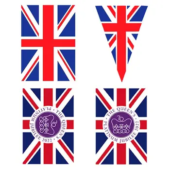Гирлянда с британским флагом 14x21 см, баннеры с британской овсянкой, легкая чистка, декор для вечеринок, защита от выцветания для вечерних подвесных украшений