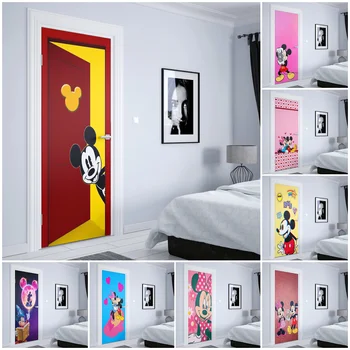 Граффити Диснея с Микки Маусом, декоративная виниловая наклейка, Дверная наклейка, украшение дома, Эстетическое украшение двери, Наклейка на стену.