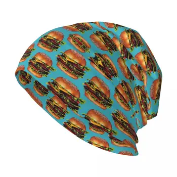 Двойной чизбургер, гамбургер, стильная эластичная вязаная шапочка с напуском, многофункциональная шапка с черепом, кепка для мужчин и женщин