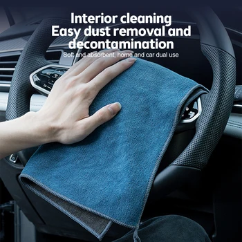 двустороннее полотенце для мытья автомобиля из микрофибры 30x60 см, Мягкая ткань для сушки, хорошо впитывает воду, Утолщает тряпку для чистки кузова автомобиля