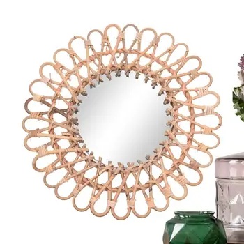 Декоративное зеркало из ротанга, инновационное искусство, круглое зеркало для макияжа, настенное зеркальное украшение для ванной комнаты, украшение для домашнего декора