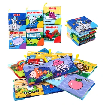 Детские книжки из мягкой ткани, обучающая книжка для развития интеллекта ребенка с прорезывателем, шорохом, познавательными звуками, развивающие игрушки для ребенка