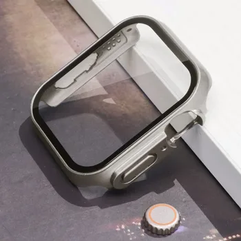 для Apple Watch Защитный Чехол для экрана 8 7 6 5 4 SE 45 мм 44 мм 41 мм 40 мм iWatch Защитная Лицевая Панель ПК Со Встроенным Закаленным Стеклом