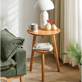 Журнальный столик в скандинавском стиле, поднос для дивана из натурального массива дерева, 2-слойная структура, прикроватный столик, мультисценарий, подходит для стола в гостиной