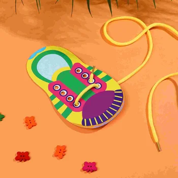 Игрушка-шнурок для раннего развития, шнуровка, игрушки Монтессори, учебные пособия, обучающие детей завязыванию шнурков для продевания нитей