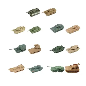Комплект из 2 предметов, миниатюрная коллекция моделей танков 1:144, гусеничная колесница для мальчиков, сувениры для вечеринок, обучающая игрушка для детей, сцена за столом